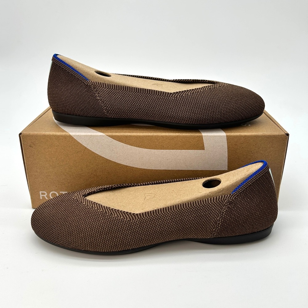 Rothy's The Daily Flat Sz 6 Womens Slip On Shoes Minx Brown Sustainable Knit NEW